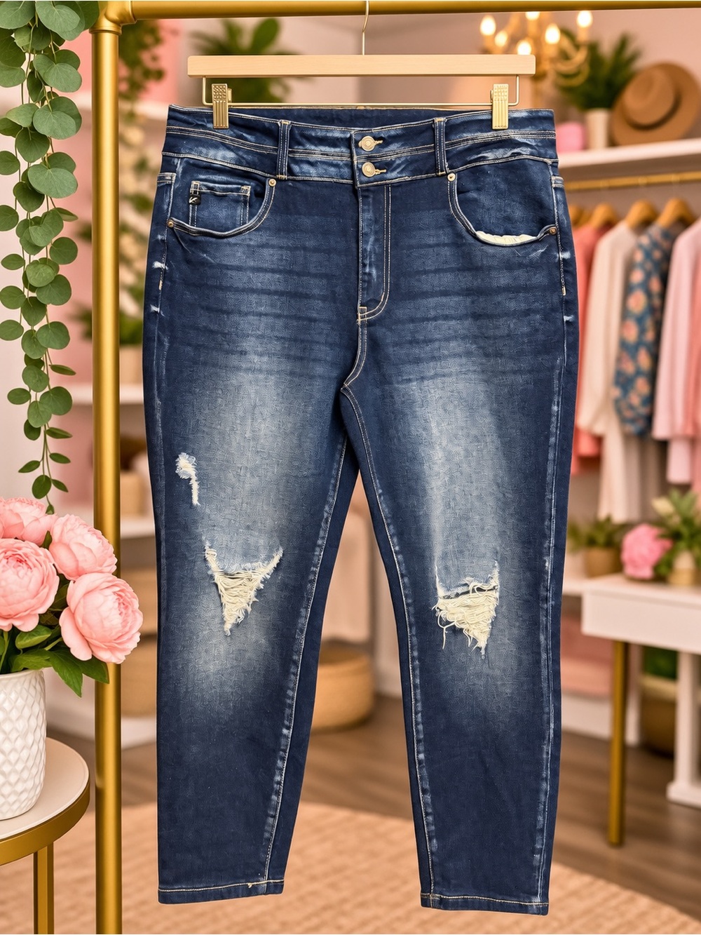 💙 KanCan Size 16 Dark Wash Distressed Jeans – Look Like New